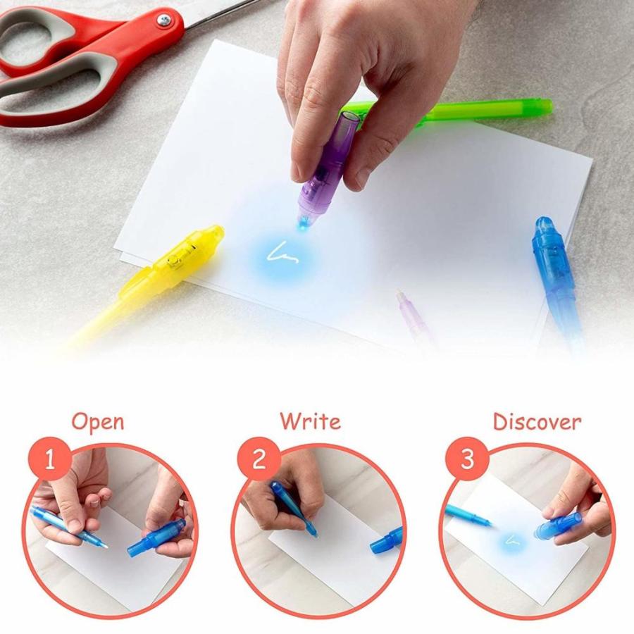 HeroFiber 12 Invisible Ink Pen with UV Light and 12 Unicorn Notebook Set. P｜st-3｜04