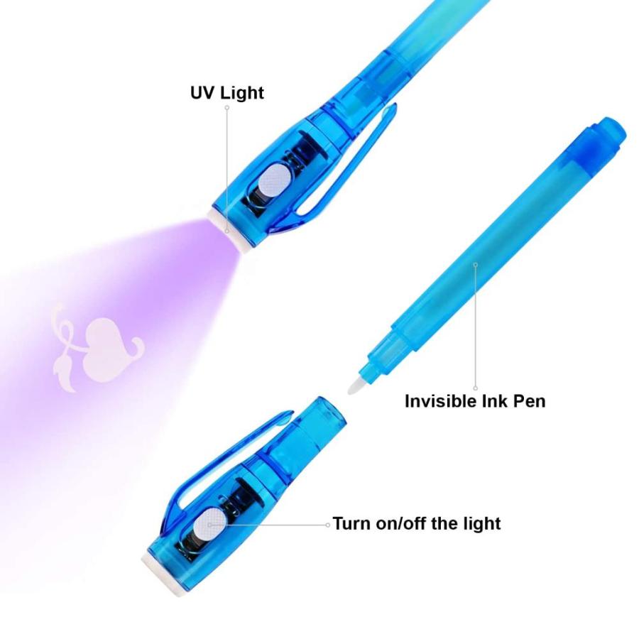 HeroFiber 12 Invisible Ink Pen with UV Light and 12 Unicorn Notebook Set. P｜st-3｜05
