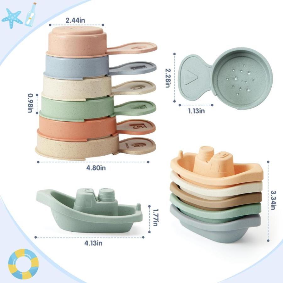 Bath Toys Floating Boats with Bathing Spoon, 11 PCS Bathtub Mold Free Bath｜st-3｜05