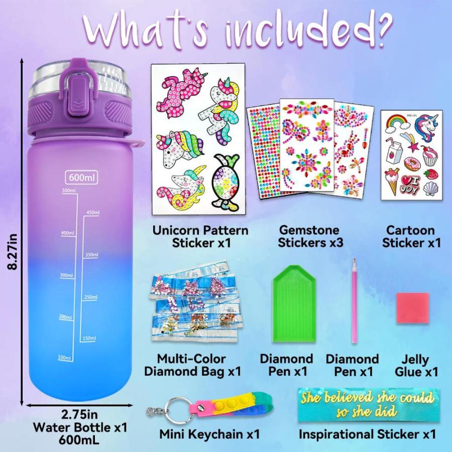 EDsportshouse Decorate Your Own Water Bottle Kits for Girls Age 4ー6ー8ー10,Un｜st-3｜04