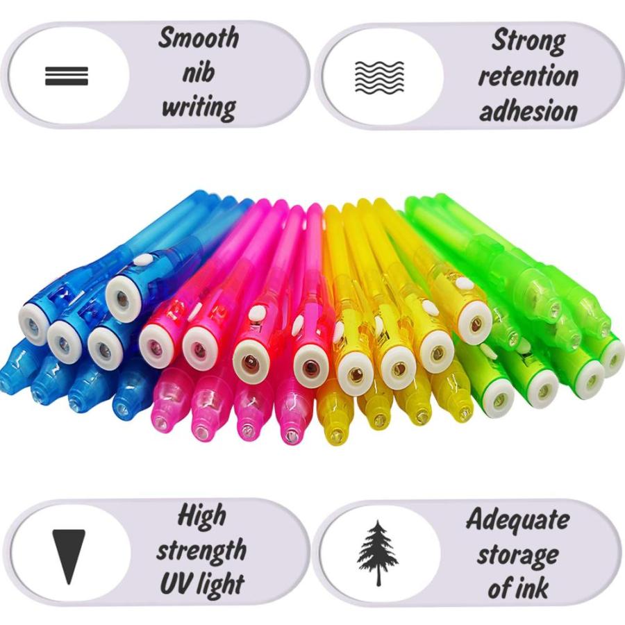 2 Style   32 Pack Invisible Ink Pen with UV Black Light Secret Spy Pens M｜st-3｜04