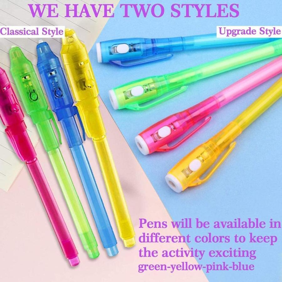 2 Style   32 Pack Invisible Ink Pen with UV Black Light Secret Spy Pens M｜st-3｜06