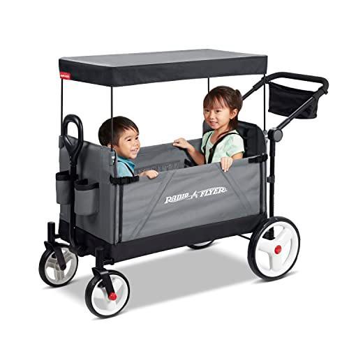 Radio Flyer City Luxe Stroll ‘N Wagon, Grey with Parent Caddy and Internal｜st-3｜13