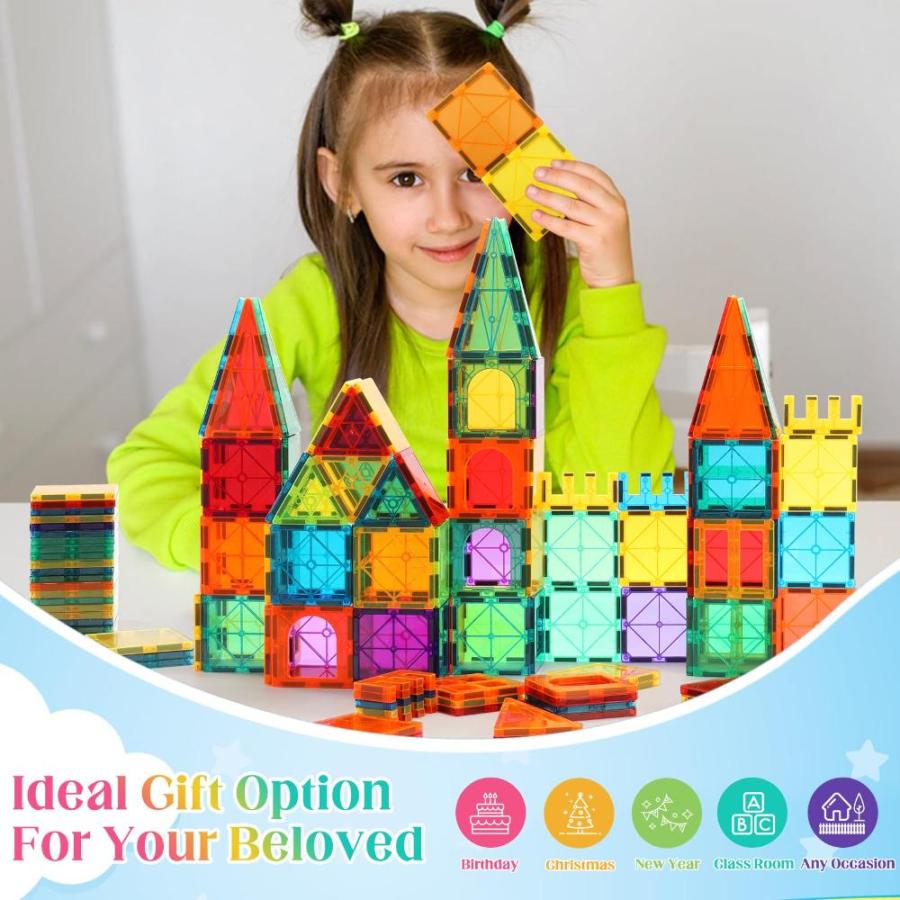 OugerToy Magnetic Building Tiles for Kids,Educational Magnetic Stacking Blo｜st-3｜08