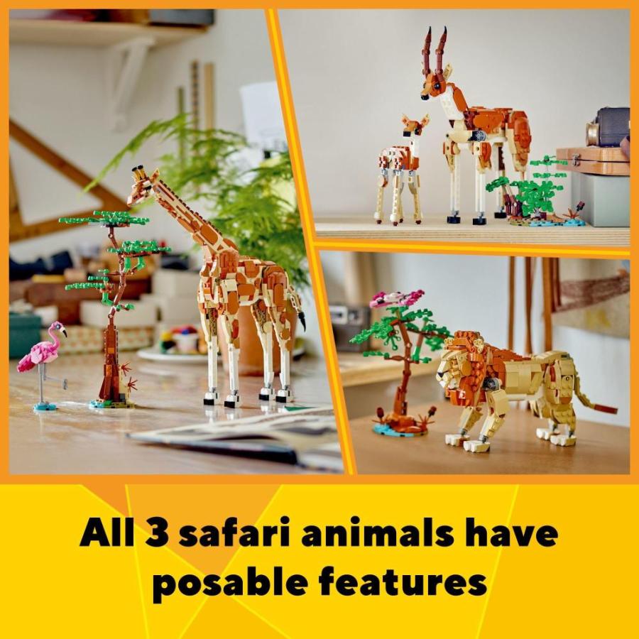 LEGO Creator 3イン1 野生のサファリ動物 3つの異なるサファリ動物フィギュアに再構築 ー キリンのおもちゃ ガゼルおもちゃ ライオンのお｜st-3｜04