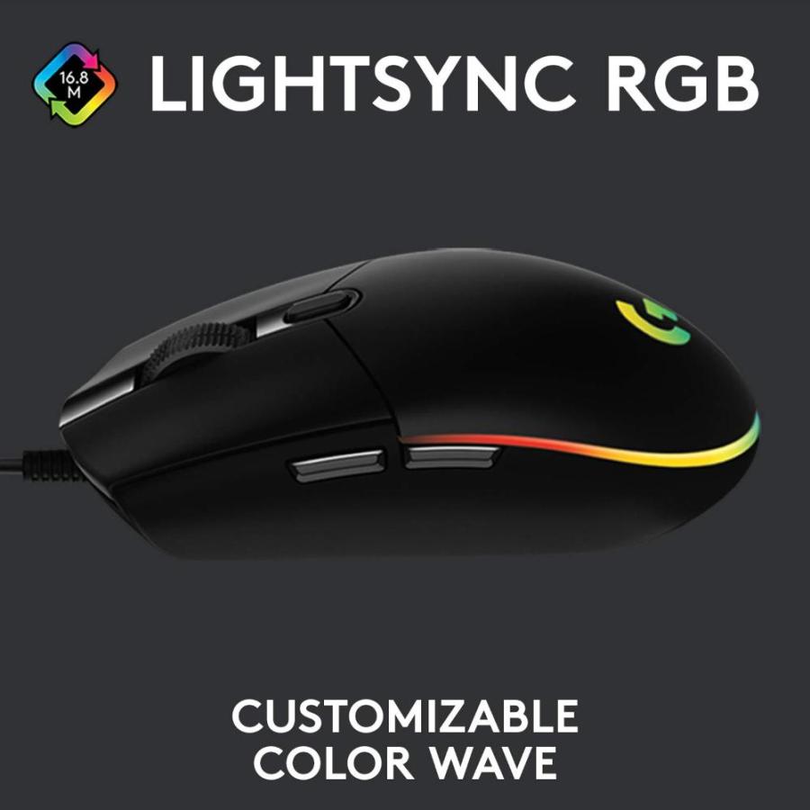Logitech G203 Wired Gaming Mouse, 8,000 DPI, Rainbow Optical Effect LIGHTSY｜st-3｜02
