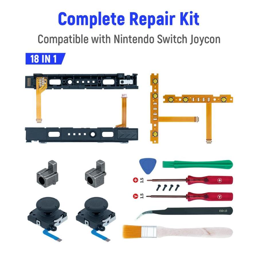 Mcbazel NS Switch 修理キット コントローラー部品セット ジョイコン修理パーツ Joyーcon修理セット コントローラー交換部品 右/｜st-3｜09