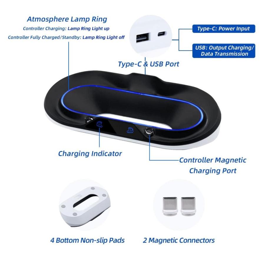 Mcbazel Charging Station for PS VR2, Magnetic Charging Dock Controller Char｜st-3｜06