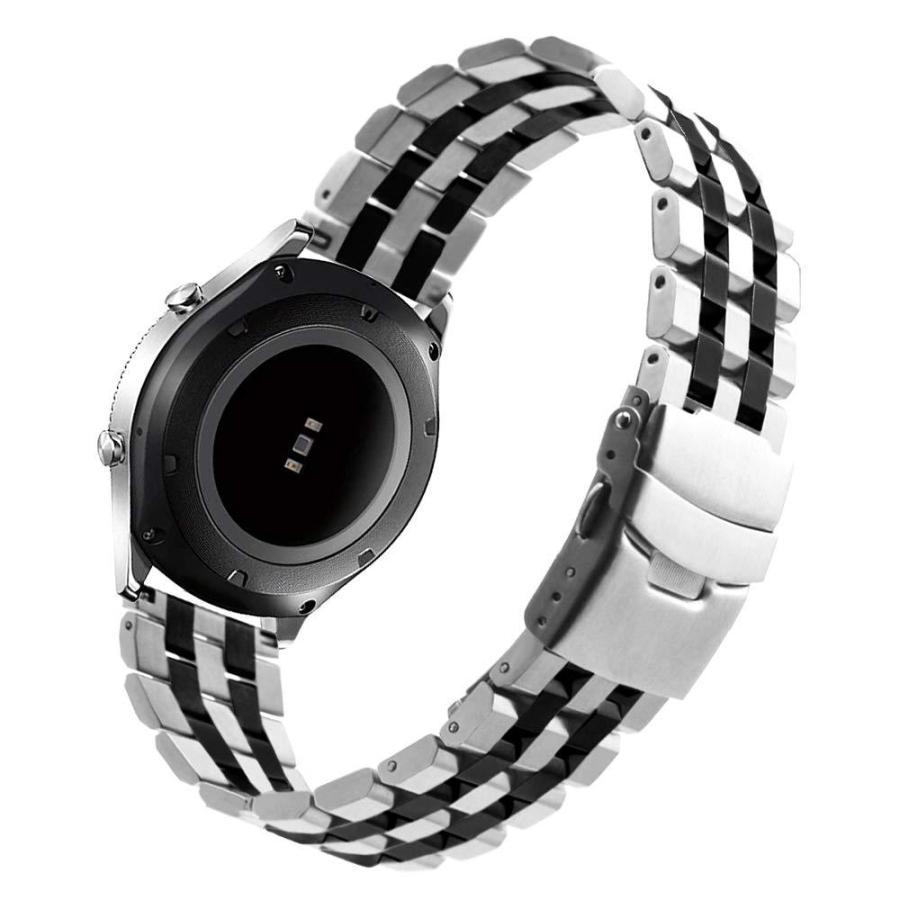 Kai Tian メタルストラップ Samsung Gear S3 Frontier用 ブラック シルバー ステンレススチール 腕時計バンド Sams｜st-3｜02