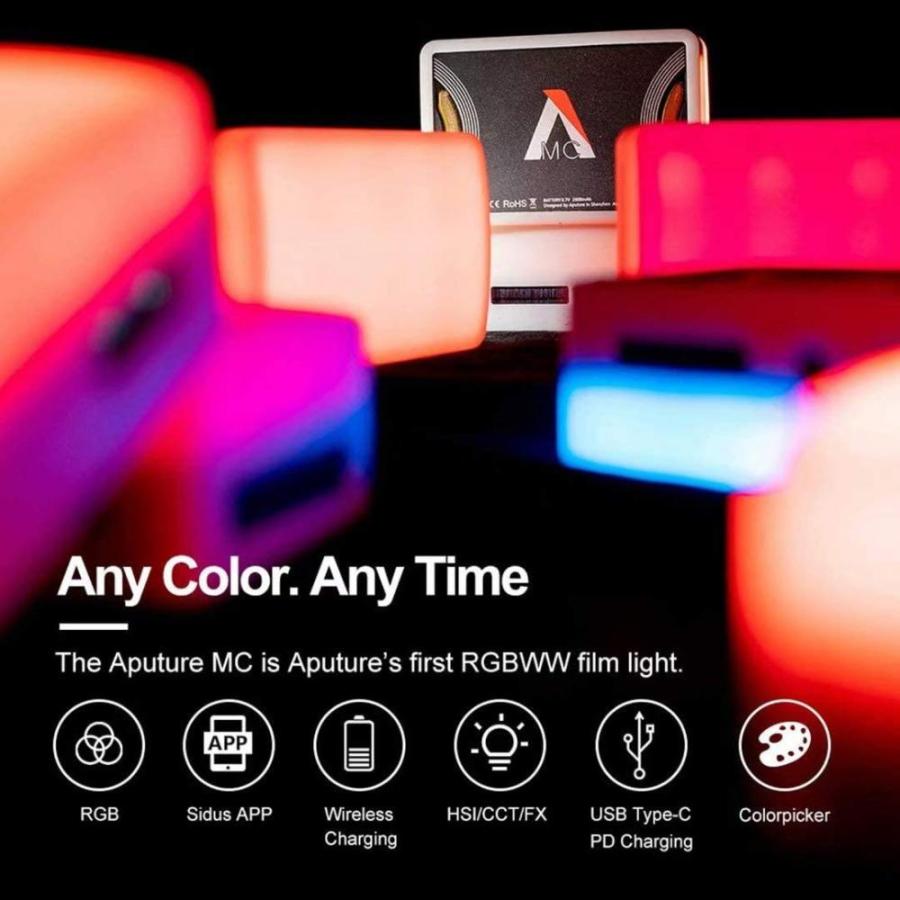 Aputure MC RGBWW LEDビデオライト ポケットライトフルカラー TLCI/CRI 96+ 二色3200K?6500K 無段階調光 内蔵｜st-3｜07