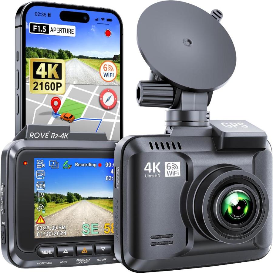 ROVE R2ー4K ドライブレコーダー WiFi内蔵 GPSドライブレコーダー UHD 