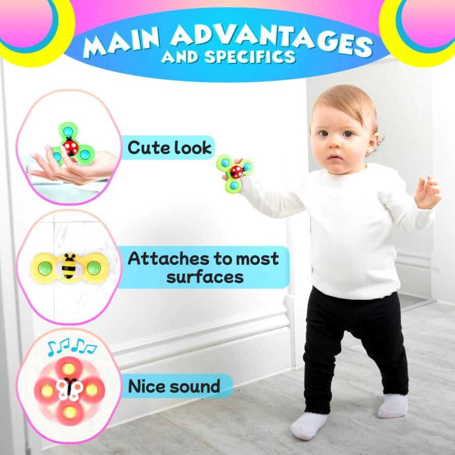 3Pcs Suction Cup Spinner Toy for Baby ー Suction Fidget Spinner for Baby Bat｜st-3｜04