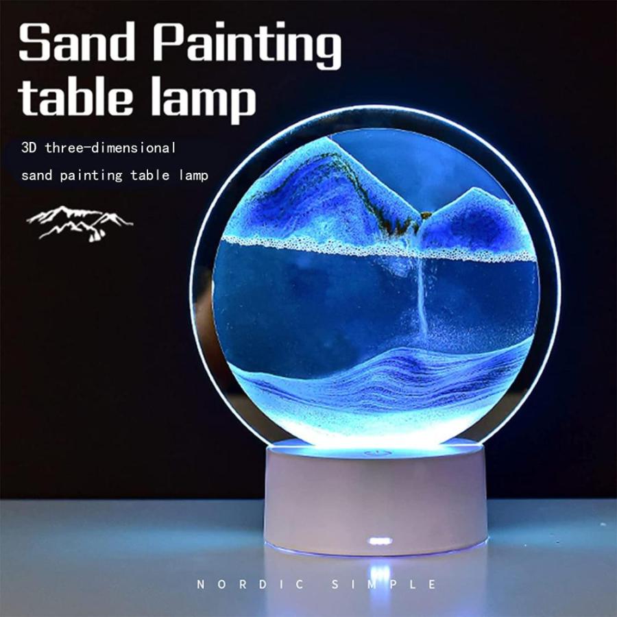 動く砂のアートピクチャー 丸いガラス 3D 深海の砂景色 モーションディスプレイ 流れる砂のフレーム 子供の大きなデスクトップアートおもちゃ ホーム&｜st-3｜05