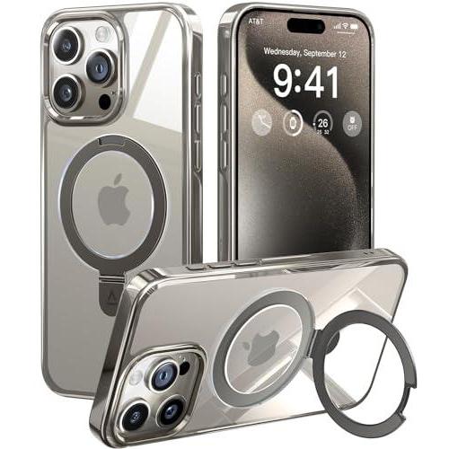 Magsafe対応・スタンド付きAlphex iPhone 15 Pro Max 用 ケース 