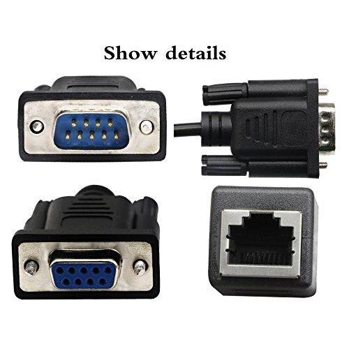 cgtime rj45 to rs232ケーブル、db9 9ピンシリアルポートメス&オスto rj45メスcat5 / 6イーサネットLANコンソール｜st-3｜04