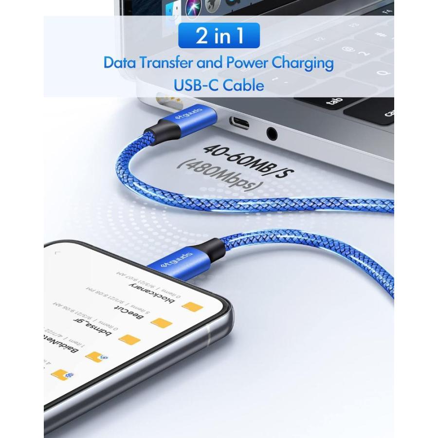 USB C to C ケーブル2.9m 2本PD対応 60W 急速充電 Type C to Type C ケーブル 長い 超高耐久 ナイロンGalax｜st-3｜04