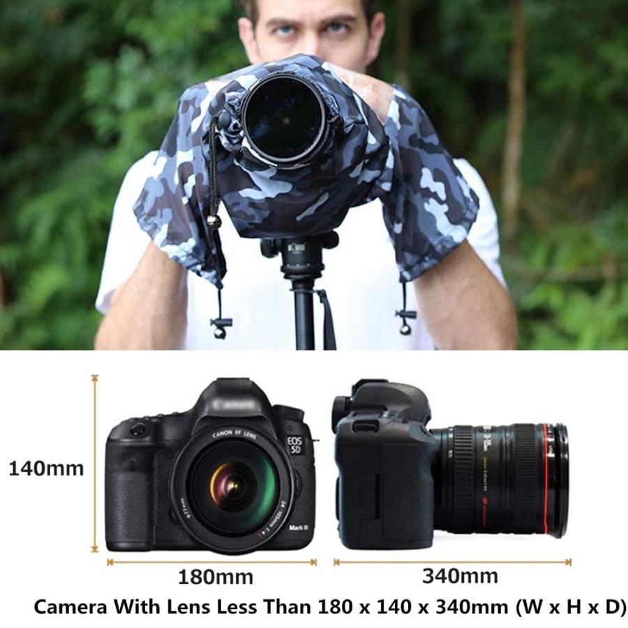 カメラレンズレインカバー レインコートスリーブギア 迷彩 Canon EOS R10 R7 R5 R6 R Rp Rebel T7 T8i T7i 9｜st-3｜02