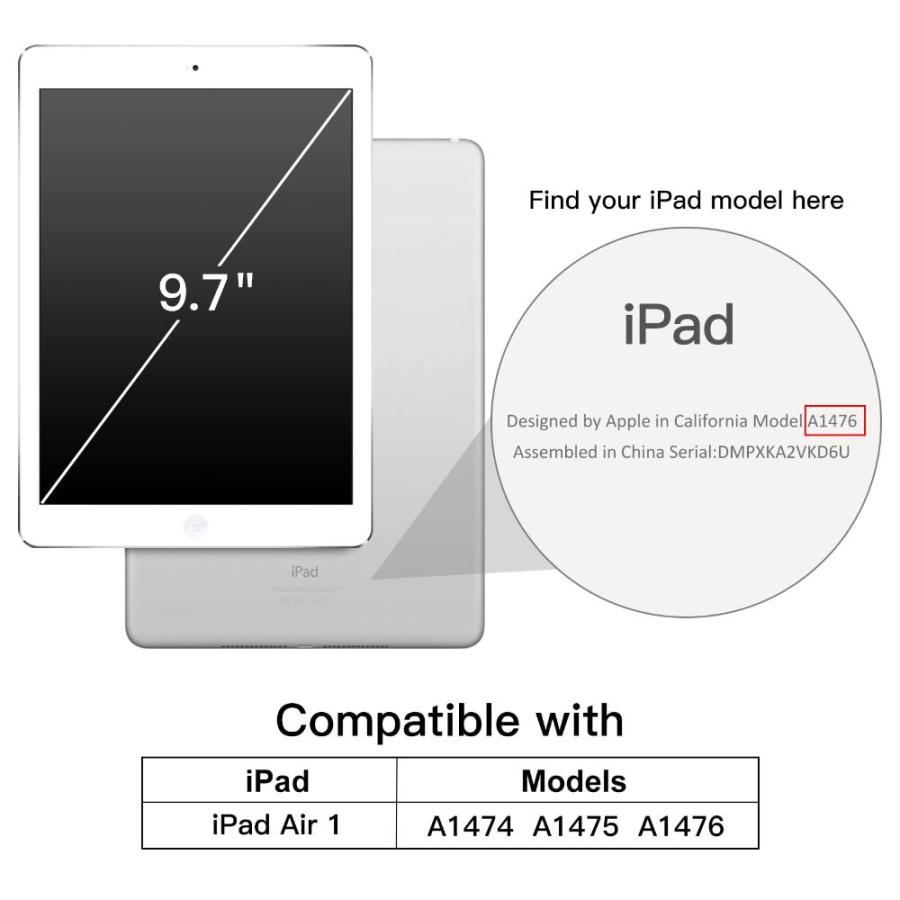 JEDirect iPad Air ケース (第1世代) レザー 三つ折スタンド オートスリープ機能 スマートカバー (ダークグレー)｜st-3｜02