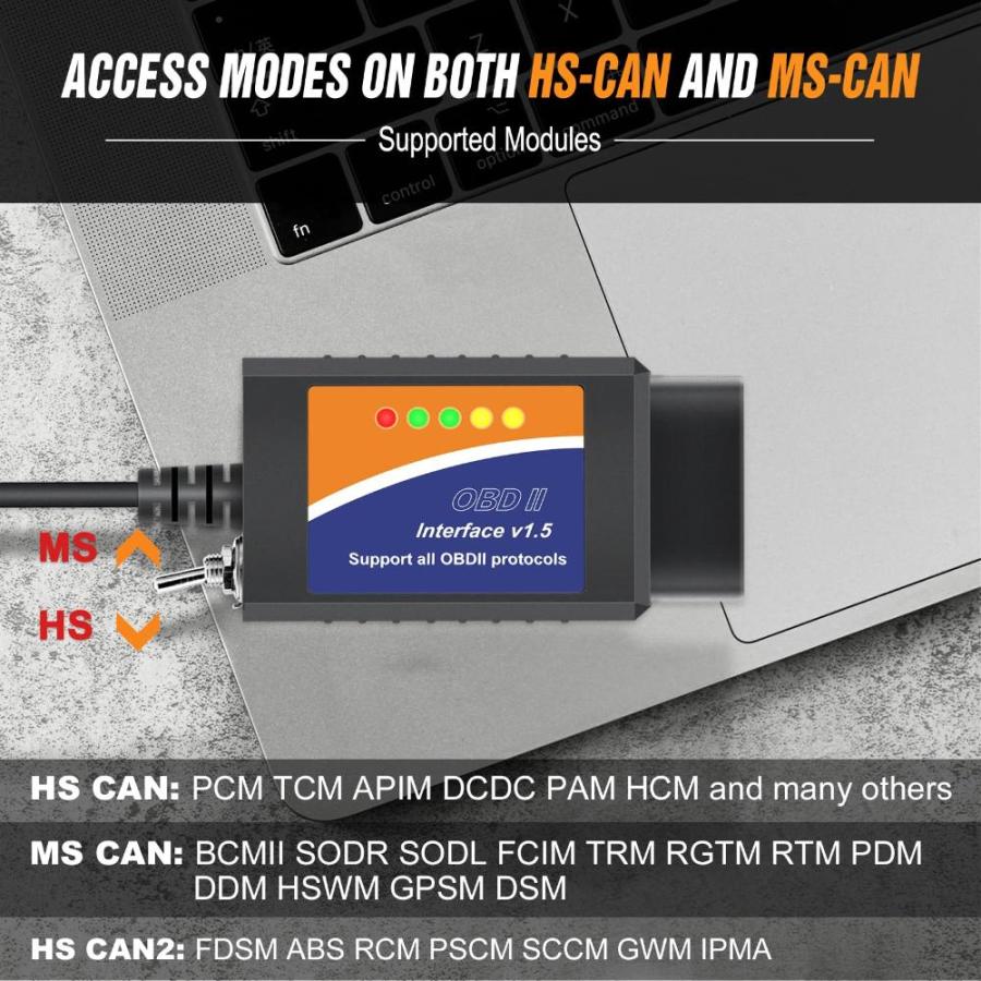 OBDMONSTER ELM327 USB FORScan OBD2 アダプター F150 F250 車と軽トラック用 ELMconfig スキャナー｜st-3｜05