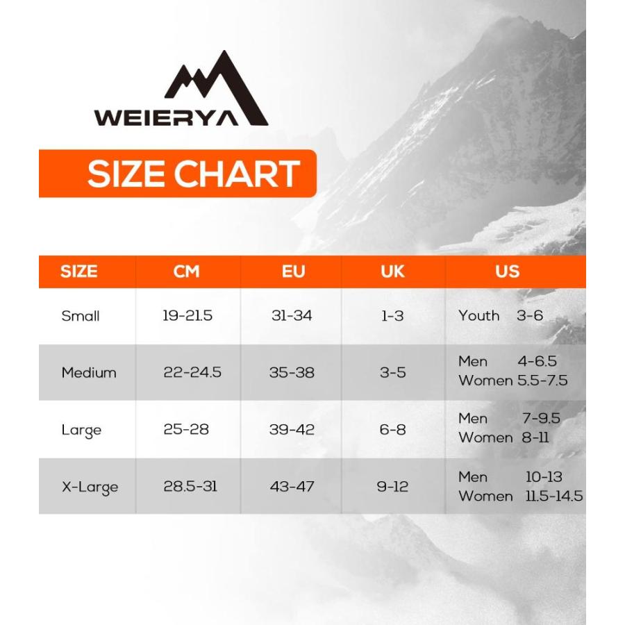 WEIERYA  メリノウール スキーソックス 2 足セット、防寒 長い 膝丈 靴下 スキー、スノーボード、冬のアウトドア用 グレー L｜st-3｜05