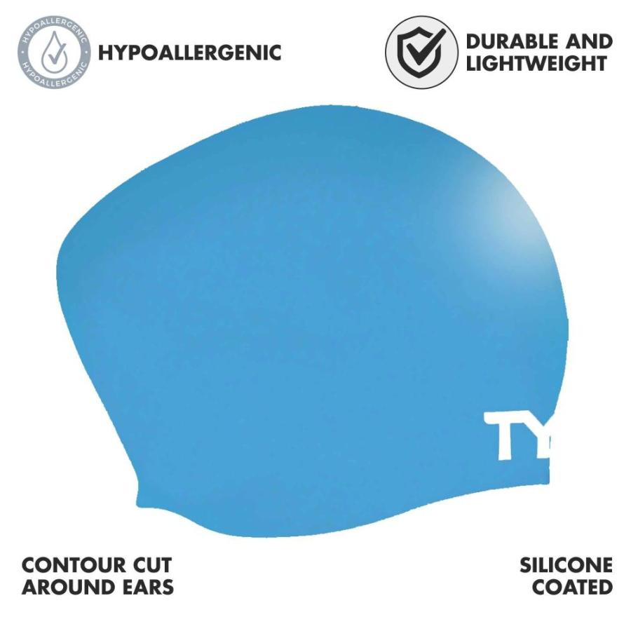 TYR Sport Long Hair WrinkleーFree Silicone Swim Cap (Blue)｜st-3｜02