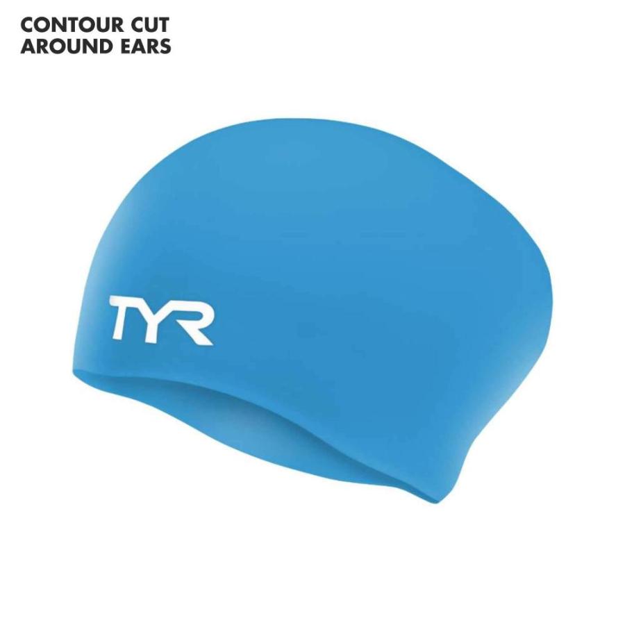 TYR Sport Long Hair WrinkleーFree Silicone Swim Cap (Blue)｜st-3｜04