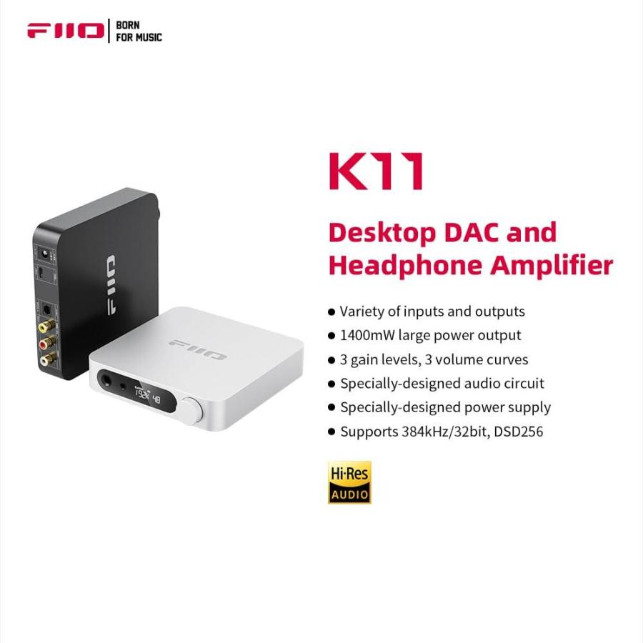 Fiio K11 DAC ヘッドホンアンプ ホームオーディオまたはPC用 6.35mm 