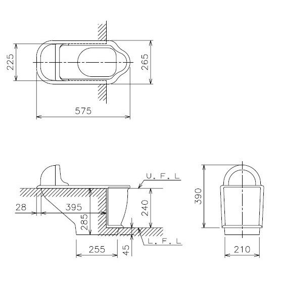 【アサヒ衛陶 直営店】非水洗トイレ 和風便器 エプロン付き両用便器 C110｜st-e-shop｜02