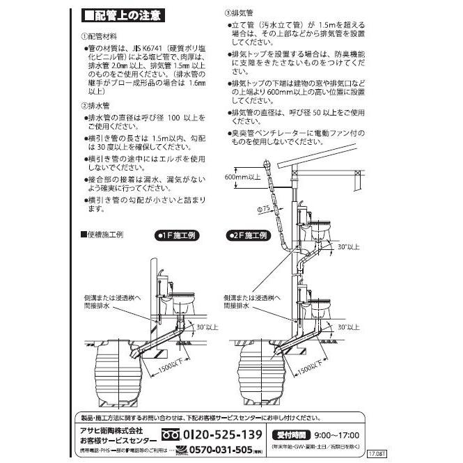 【アサヒ衛陶 直営店】簡易水洗トイレ + 温水洗浄便座 セット 壁給水仕様 脱臭機能つき リモコンタイプ サンクリーン サンウォッシュ AF(450T/400L)R131LW｜st-e-shop｜20