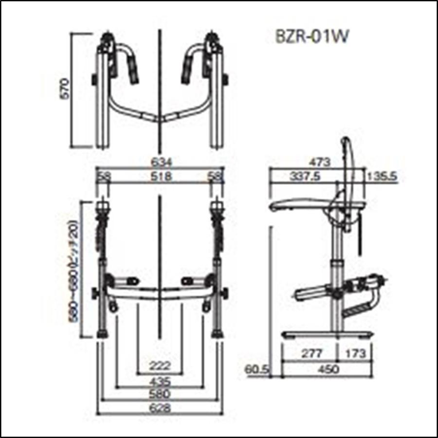 マツ六 トイレ用手すり たよレールrest ハイスペック 手すりはね上げ・高さ調整 便器固定 (BZR-01W) 手摺り 福祉用具 改修 バリアフリー