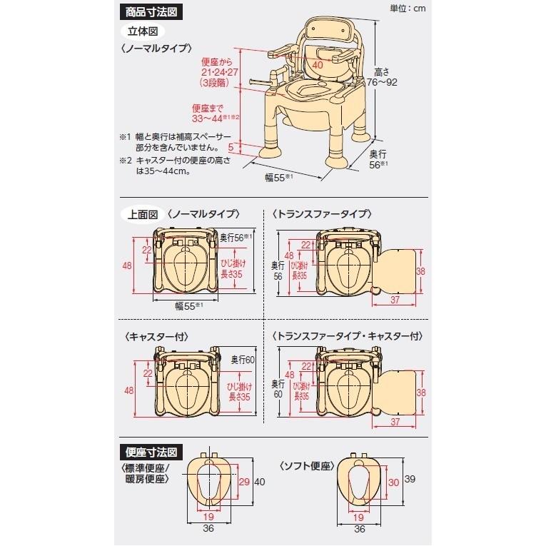 アロン化成 安寿 ポータブル FX-CPはねあげ ちびくまくん ソフト便座 キャスター付 870-104 (FX-CPSD-HANEAGE-C_870-104)｜st-e-shop｜05