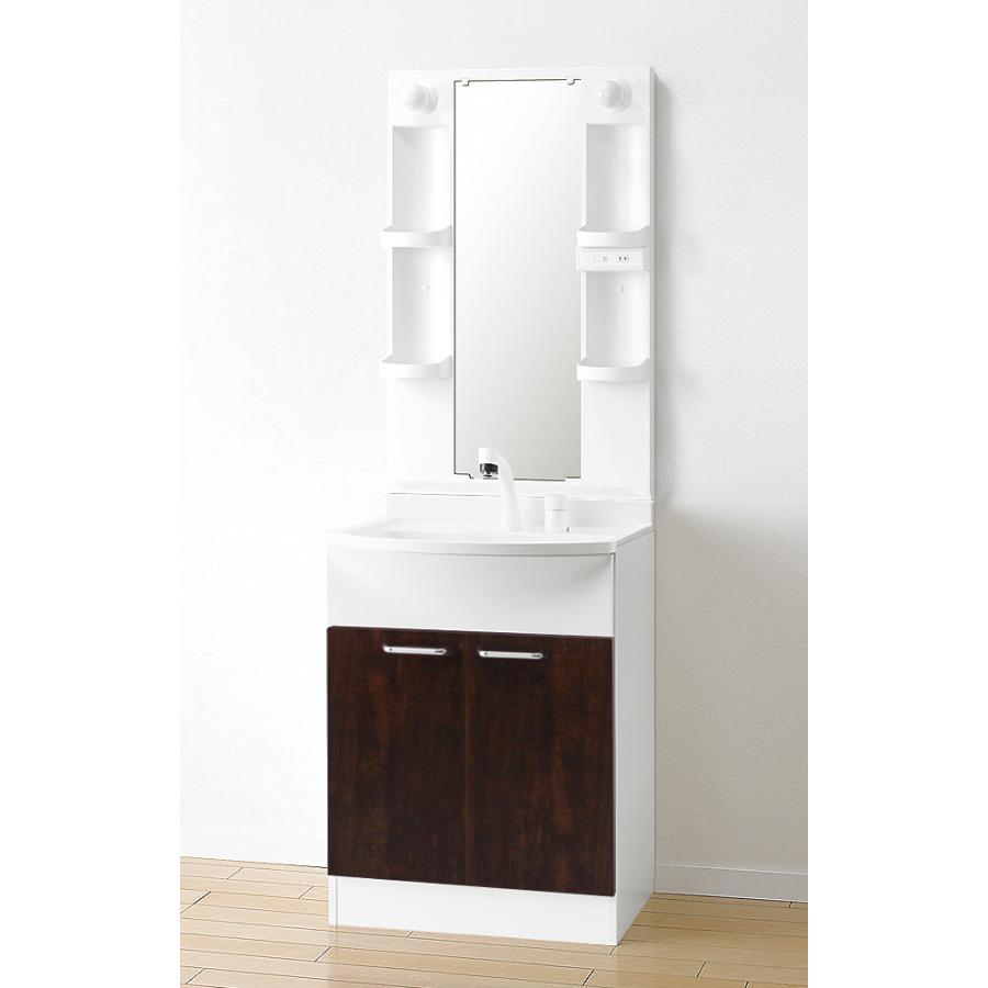 アサヒ衛陶 【公式店】洗面台 600幅 2枚扉 一面鏡 白熱球 シャワー水栓