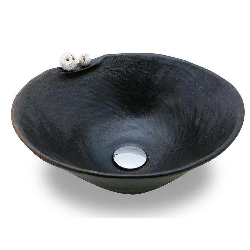 ニットウセラ NITTO CERA 美術工芸手洗鉢 SGシリーズ 信楽焼 ねこ