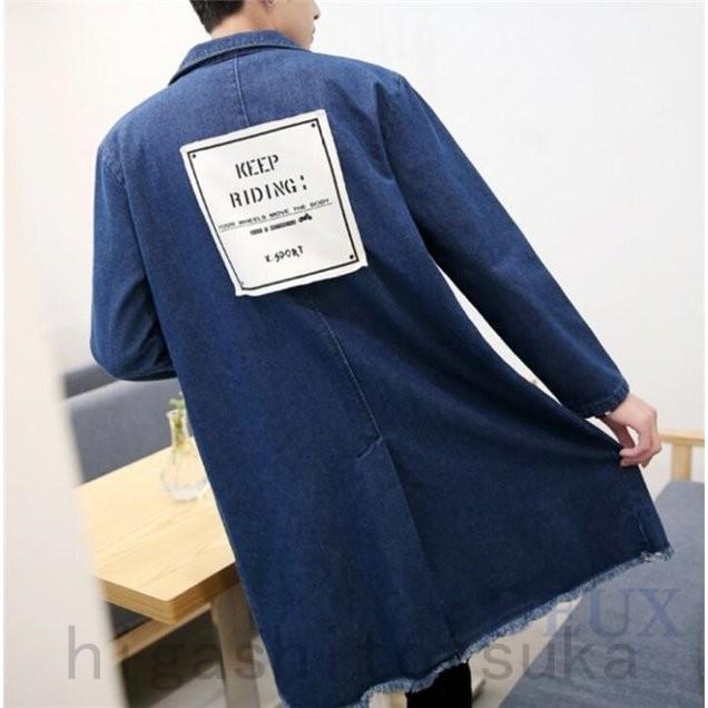 独創的 デニムコート メンズ トレンチコート ジャケット Pコート ピーコート 秋 アウター ロング丈 トレンチコート カラー ブルー Www Sustentec Com Br