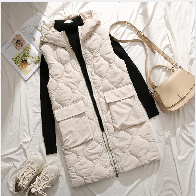 値下げ ベスト ロングベスト レディース 中綿ベスト ダウンベスト ロング コート ジャケット ジレ フード付き アウター 冬 シンプル 暖かい 防寒 St1223 B5ccz3by Stカンパニー 通販 Yahoo ショッピング