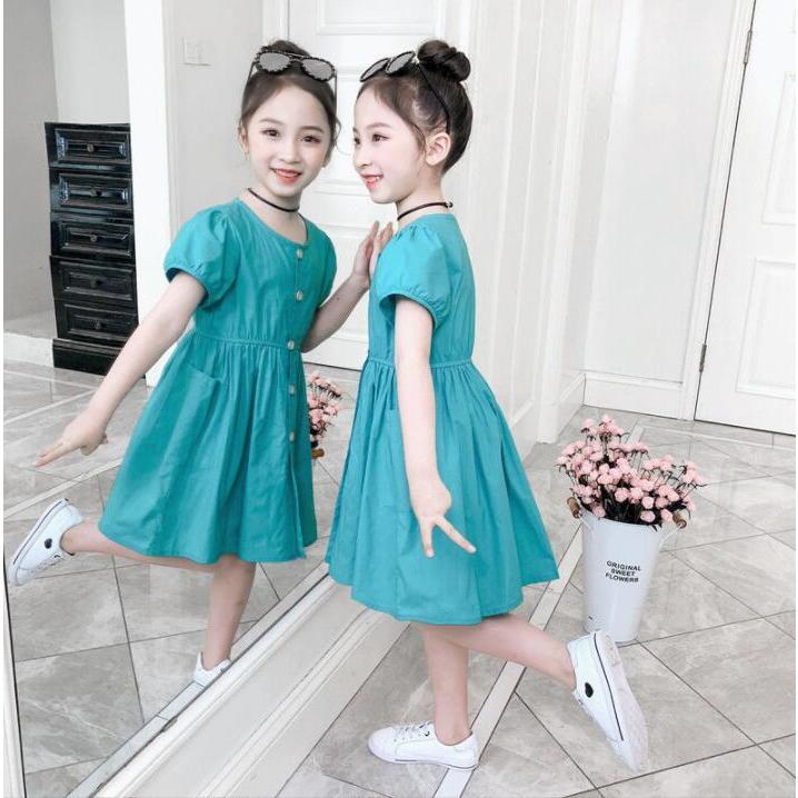 子供服 ワンピース 春夏 女の子 キッズワンピース 半袖 膝丈ワンピース 前開き 綿 無地 チュニック 子供ドレス ジュニア おしゃれ カジュアル 可愛い 新品 150 St730 Rajrpzfc Stカンパニー 通販 Yahoo ショッピング