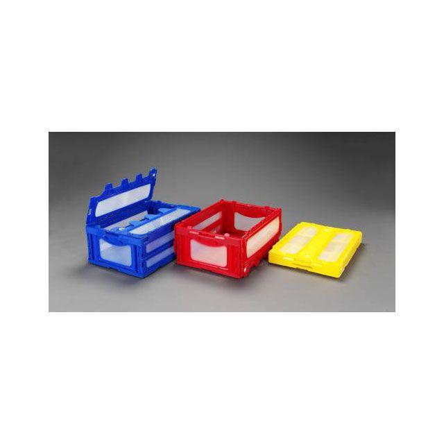 ESCO 作業場工具 649x439x340mm/74.4L 折畳コンテナ（青/蓋付） エスコ