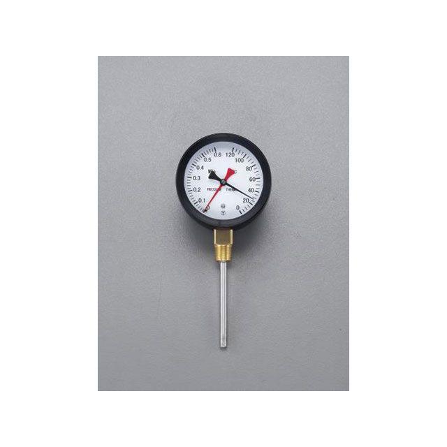 正規品／ESCO 計測機器 0- 120℃/0-0.3MPa/φ88mm 水高計（立型） エスコ バイク 車 自動車 自転車