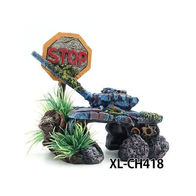ALFA TEC アクアリウム用品 XL-CH418 標識 STOP/戦車（小） 水槽