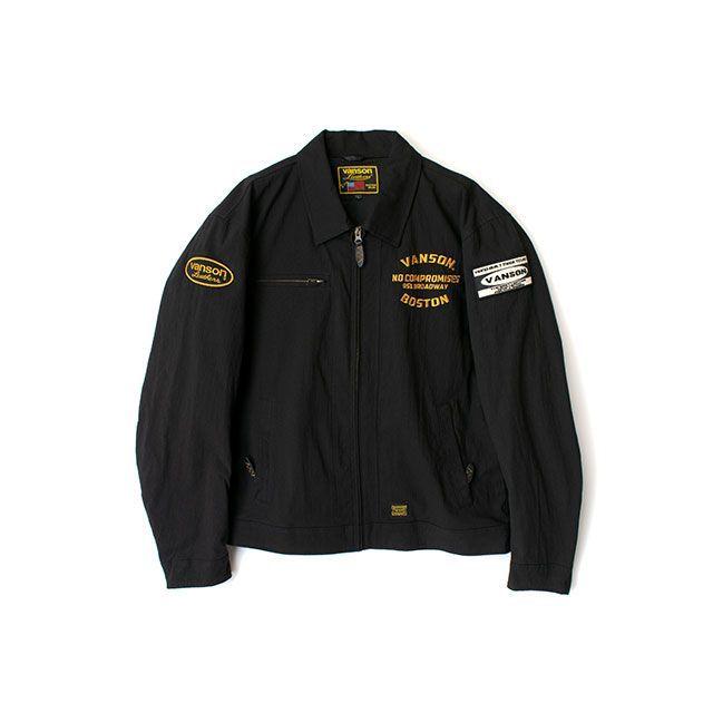 （正規品）VANSON ジャケット 2022春夏モデル VS22106S コットンジャケット（ブラック/イエロー） サイズ：L バンソン バイク