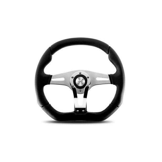 モモ トレックR ステアリング 35パイ ブラックレザー×シルバースポーク MOMO（モモ） 内装パーツ・用品 トレックR 35パイ レザー ブラック