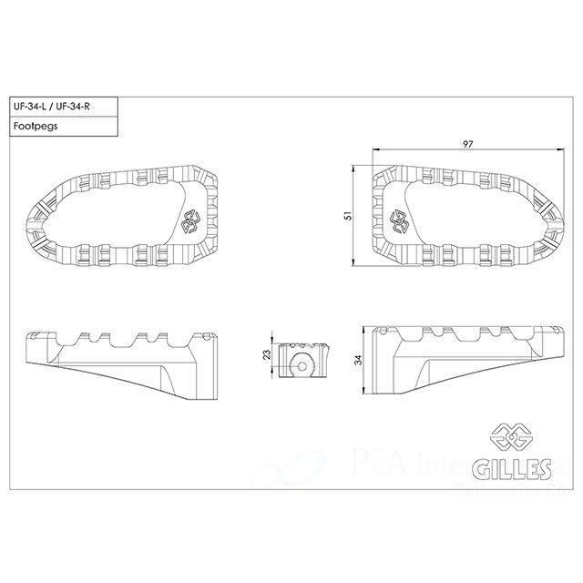 GILLES TOOLING ステップ エンデューロ フットペグセット UF34 ライダー用（ブラック） ギルズツーリング_2