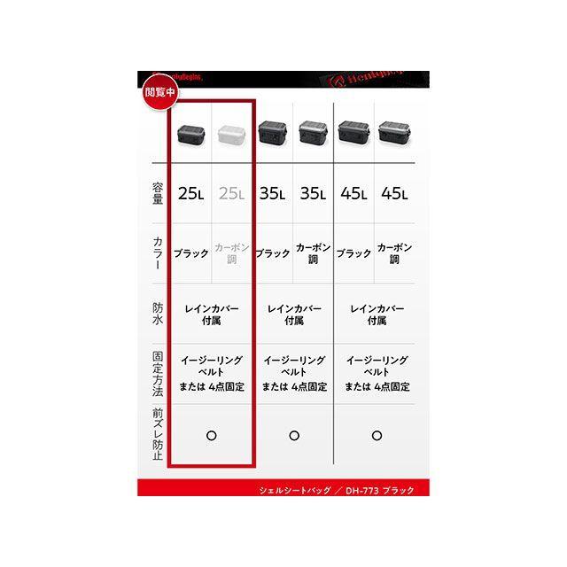 HenlyBegins ツーリング用バッグ DH-773 シェルシートバッグ25（ブラック） ヘンリービギンズの画像