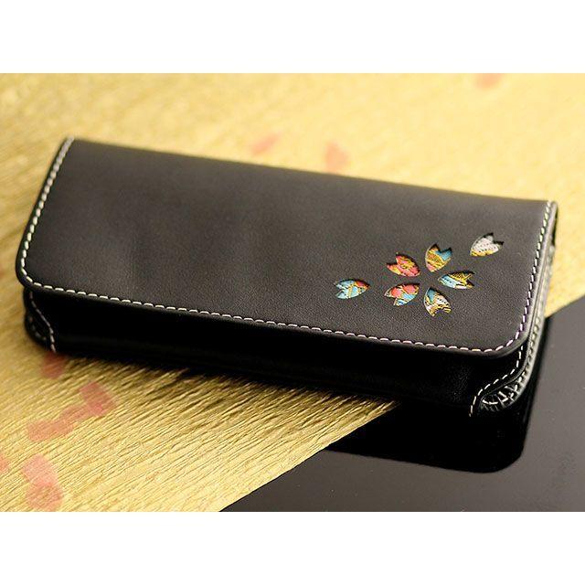 デグナー] 花山 レザーウォレット 高級 革財布 都桜/ブラック WV-12K