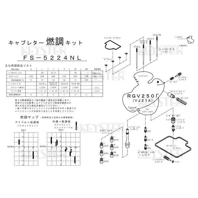 正規品／KEYSTER RGV250ガンマ キャブレター関連パーツ SUZUKI RGV250Γ（VJ21A/K型） 左側キャブ用燃調キット キース…｜st-ride｜02