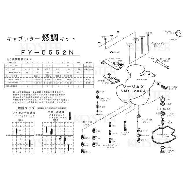 正規品／KEYSTER VMAX キャブレター関連パーツ YAMAHA V-MAX/VMX1200用燃調キット キースター バイク｜st-ride｜02