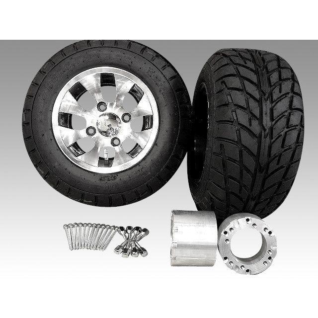 10インチタイヤ付きホイール　バギー　ジャイロ等に ホンダジャイロに10インチ迫力中反りアルミホイールバギータイヤ