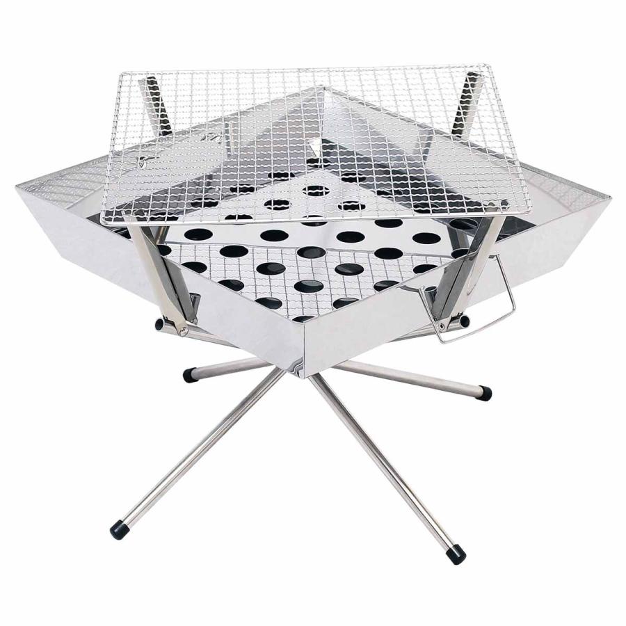 Field to Summit ファイアスターグリルL コンロ 焚き火台 収納バッグ コンパクト ステンレス BBQ キャンプ コンロ 折りたたみ 焚火台 コンパクト 収納バッグ