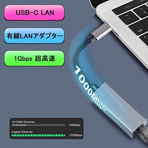GUROYI USB-C LAN 変換 有線LANアダプター 1Gbps 超高速 USB-C to RJ45 タイプC｜sta-works｜02