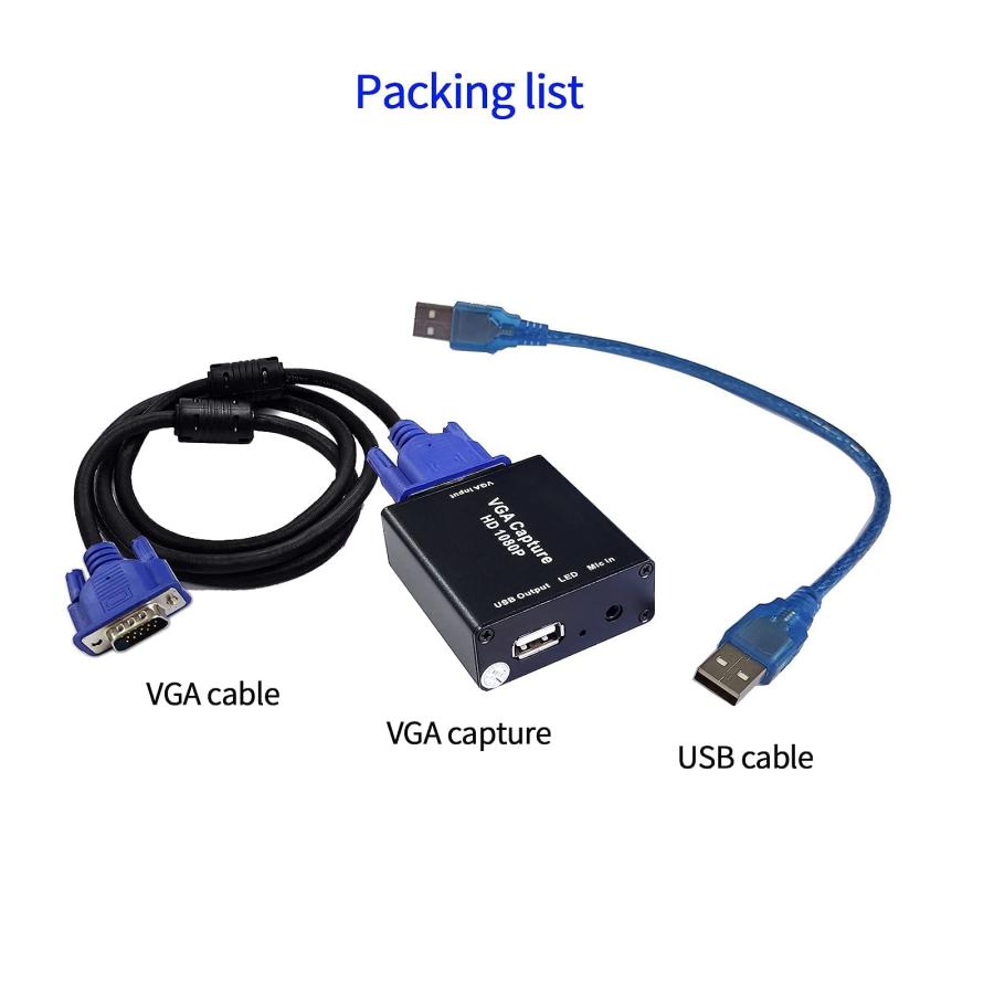 VGAコンバーターVGAキャプチャーカード、VGA to USB2.0コンバーター、オーディオ